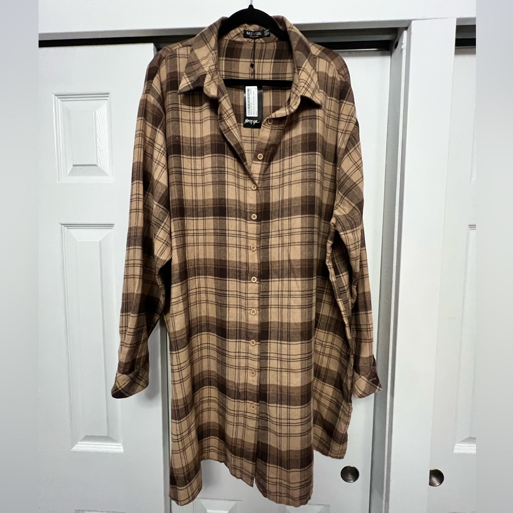 Nasty Gal Plaid Flannel Shirtdress NWT